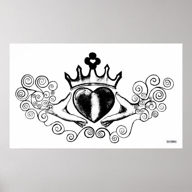 Poster Le Claddagh (noir) (Devant)
