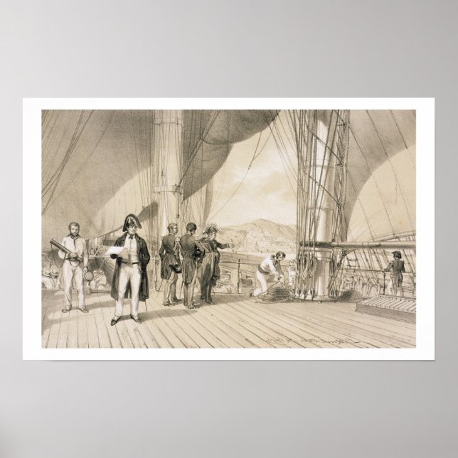 Poster Le Comte de Bourmont et l'Amiral Duperre à bord (Devant)
