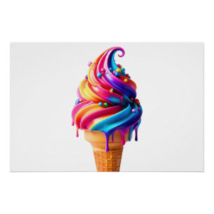 Poster Le cône de glace classique vibrant de SlipperyJoe'