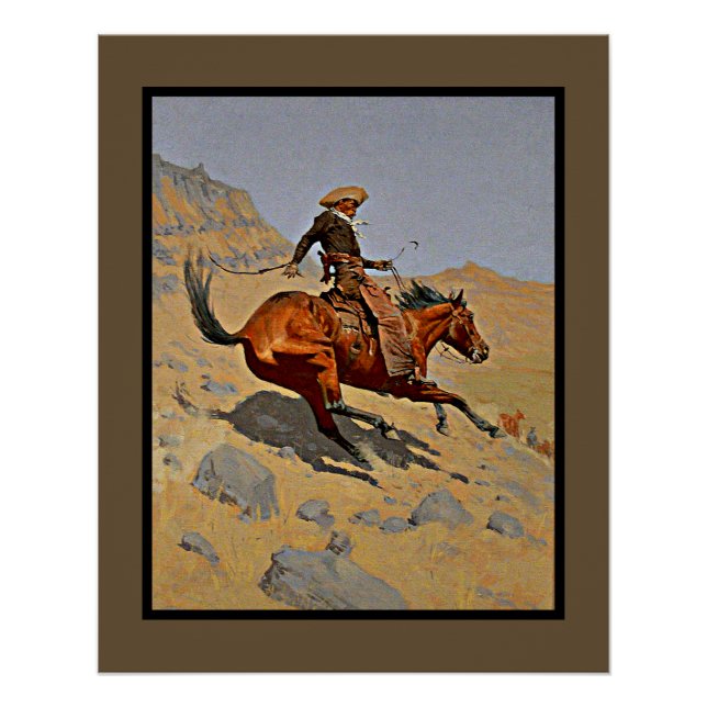 Poster Le cowboy par Frederic Remington (Devant)