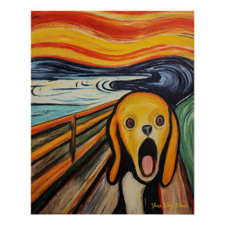 Poster Le cri - Chien Beagle 001 - Munch à la balle