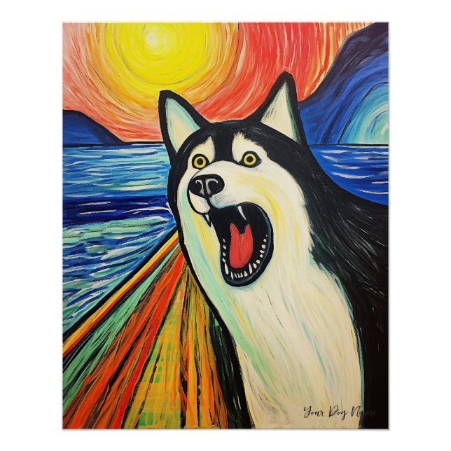 Poster Le cri - Chien Husky Sibérien 003 - Munch Pall (Devant)