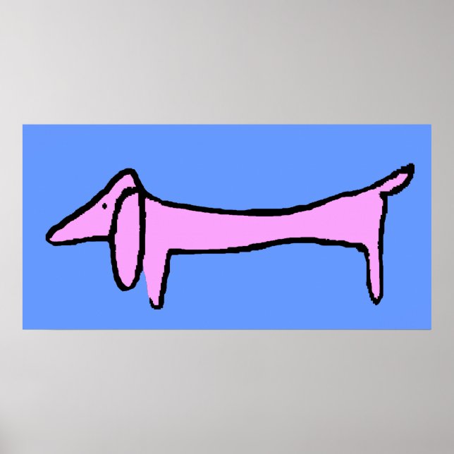 Poster Le Dachshund Rose (Devant)