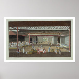 Poster Le dépôt de thé (gouache sur la soie)