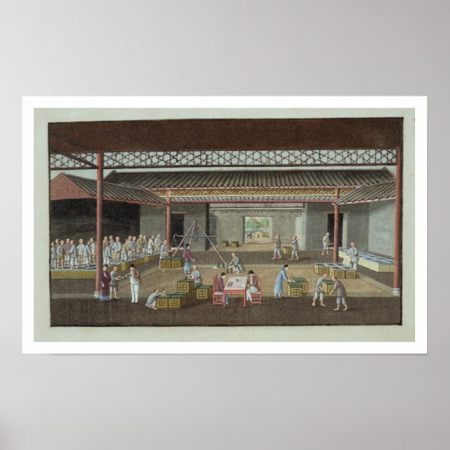 Poster Le dépôt de thé (gouache sur soie) (Devant)