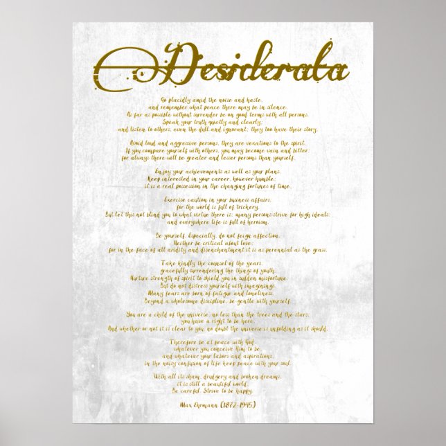 Poster Le Desiderata "Choses désirées" (Devant)