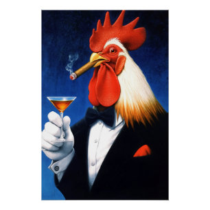 Poster Le Don de l'Aube   Coq Dapper Fumer Cigar