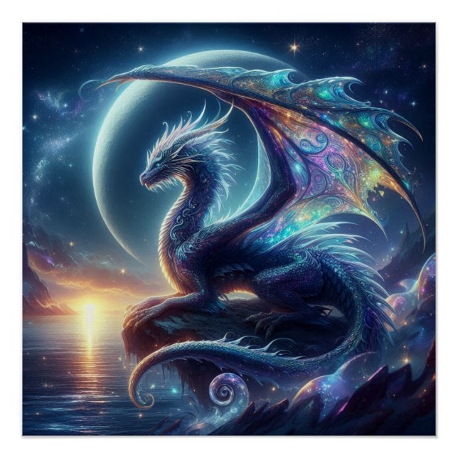 Poster Le Dragon Mystique Lune Par L'Affiche De La Mer (Devant)