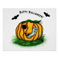 Le fantôme d'Halloween, chauve-souris, fantôme et 
