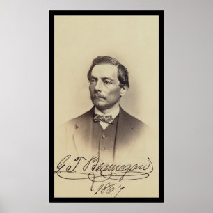 Poster Le Général Beauregard Signed Card 1867