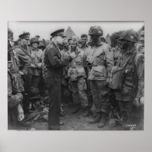 Poster Le général Dwight D. Eisenhower avec les parachuti