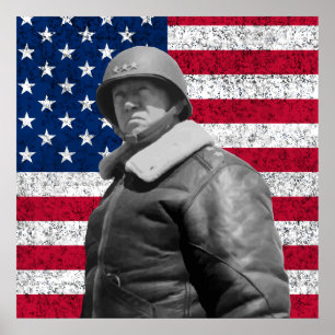 Poster Le général Patton et le drapeau américain