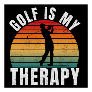 Poster Le golf est ma thérapie Typographie Vintage Drôle 