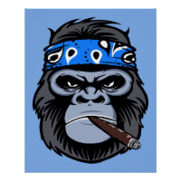 Le gorille du vélo fumer le cigare art animal