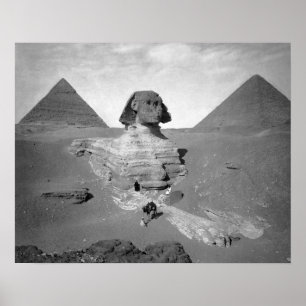 Poster Le Grand Sphinx & Pyramides, 1878. Photo ancienne