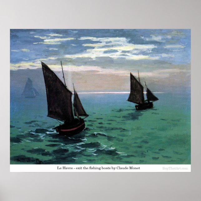 Poster Le Havre - sortie des bateaux de pêche par Claude  (Devant)