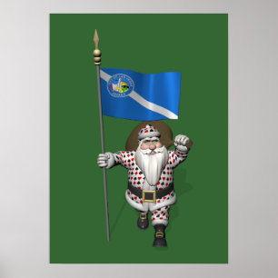 Poster Le Joueur Santa Claus Avec L'Ensigne De Las Vegas