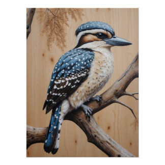 Poster Le Kookaburra bleu australien dans un arbre Art de