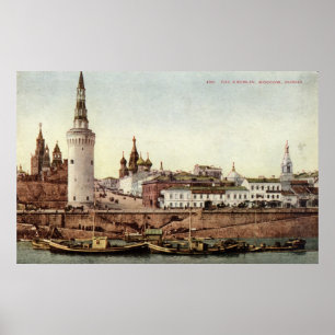 Poster Le Kremlin, Moscou, Russie 1915 Vintage