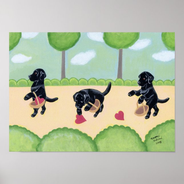 Poster Le Labrador noir dans l'artisanat forestier (Devant)