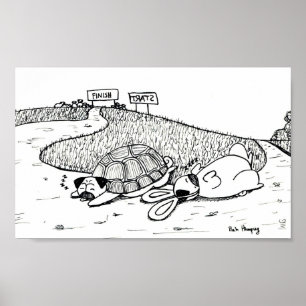 Poster Le Lièvre et la Tortue, version de carlin