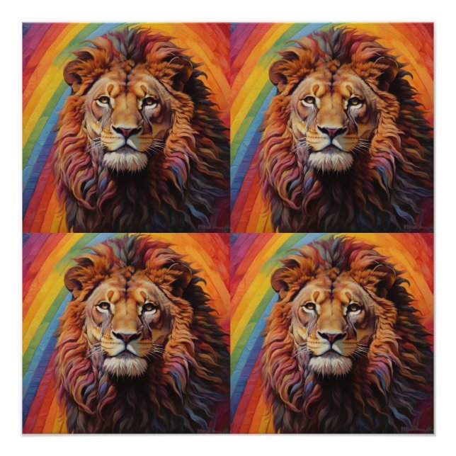Poster le lion arc-en-ciel (Devant)