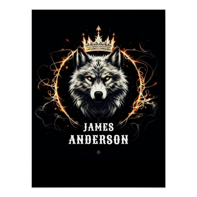 Poster Le Loup Alpha. Ajouter du Texte ou un Nom sur l'Af (Devant)