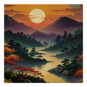 Poster Le majestueux mont Fuji Paysage Mur Art