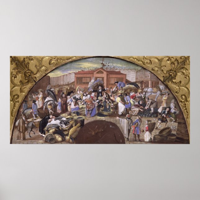 Poster Le marché aux poissons aux Halles, c.1660 (Devant)