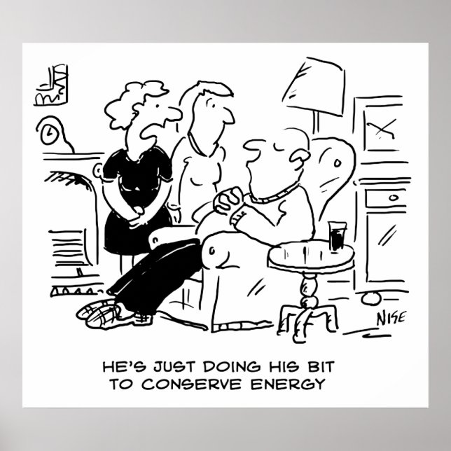 Poster Le mari dort pour économiser l'énergie (Devant)