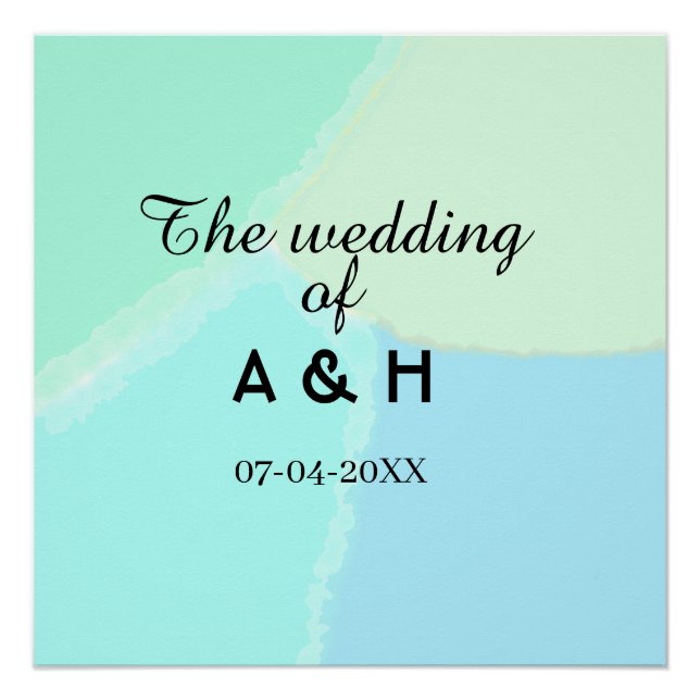 Poster Le mariage du nom de couple lettre initiale date (Devant)