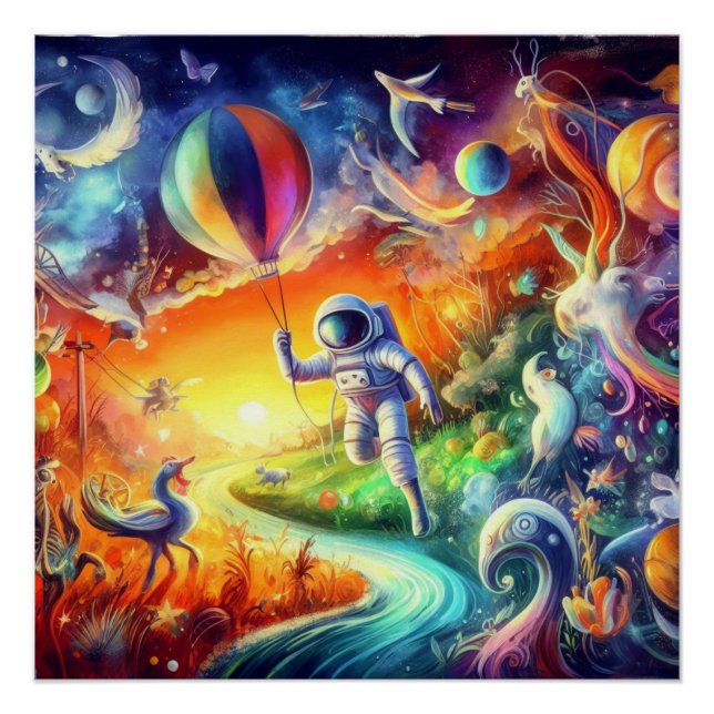 Poster Le monde des astronautes Wimsical (Devant)