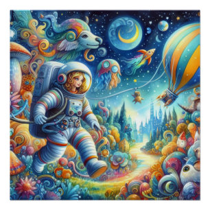Poster Le monde des astronautes Wimsical