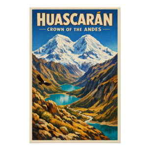 Poster Le mont Huascarán, Pérou, dans un classique rétro