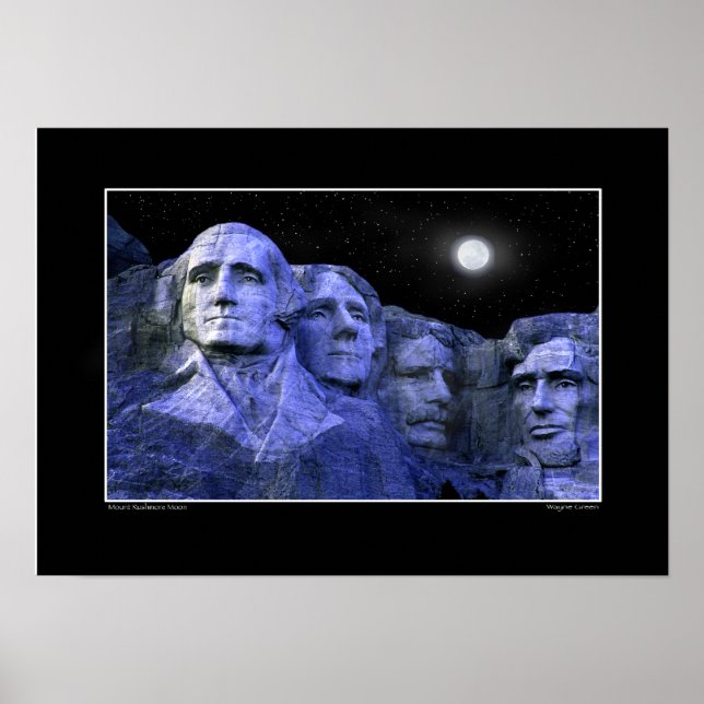 Poster Le mont Rushmore et la Pleine lune (Devant)