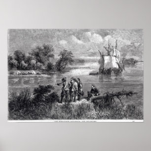 Poster Le Moravians montant le Delaware