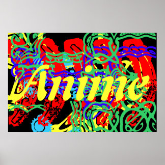 Poster le mot Anime avec une touche de couleur
