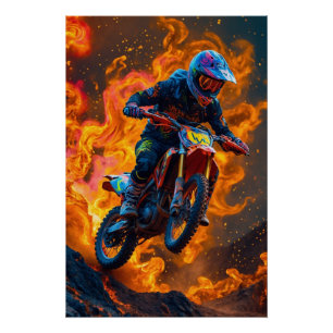 Poster Le motocross sur un volcan