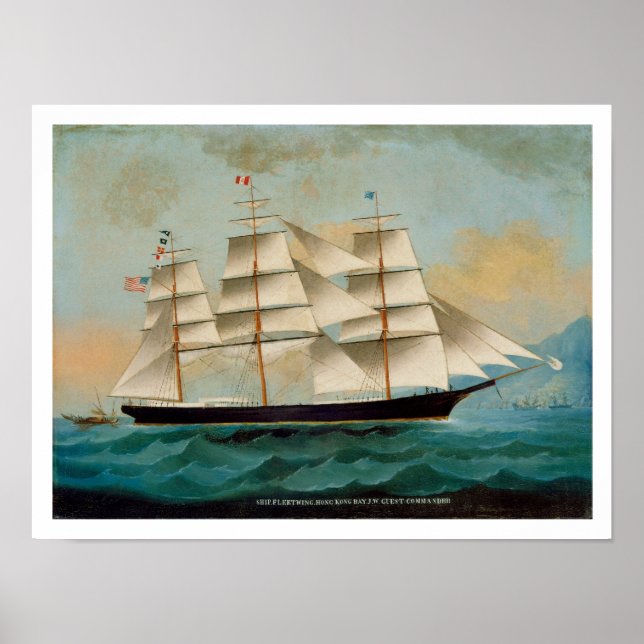 Poster Le navire Fleetwing, Baie de Hong Kong (Devant)