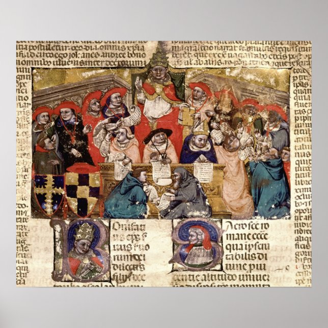 Poster Le pape Boniface VIII présidant un (Devant)