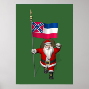 Poster Le Père Noël Avec L'Ensigne Du Mississippi