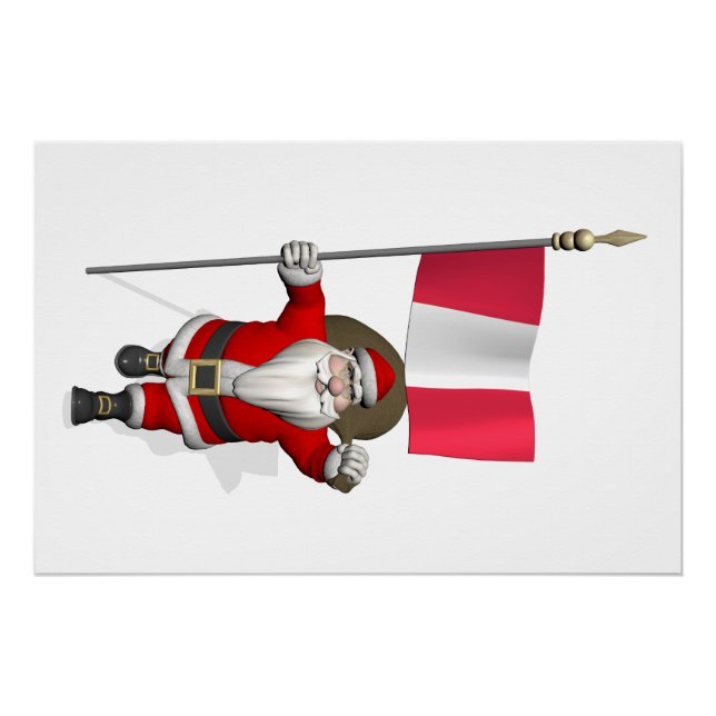 Poster Le Père Noël Avec L'Ensigne Du Pérou (Devant)
