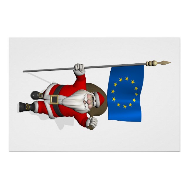 Poster Le Père Noël Avec L'Entrée De L'Union Européenne (Devant)