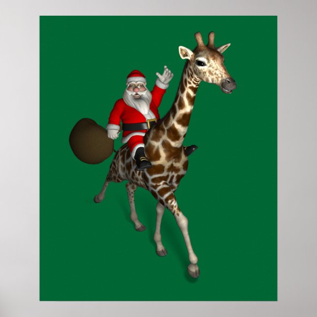 Poster Le Père Noël Monte Une Girafe (Devant)