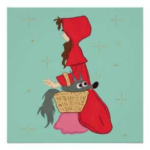 Poster Le Petit Chaperon Rouge avec le loup dans le panie