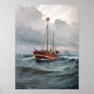 Poster Le phare à Skagen Reef Painting