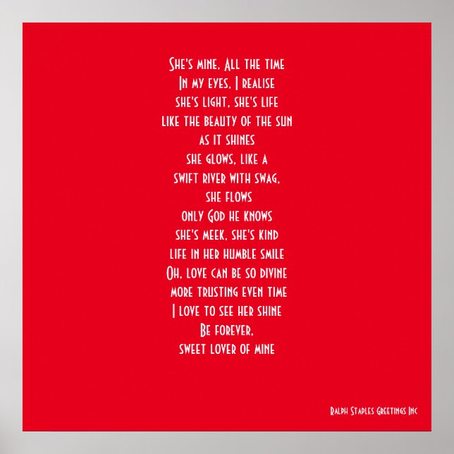 POSTER LE POÈME ROMANTIQUE DE LA JOURNÉE DE VALENTINE (Devant)