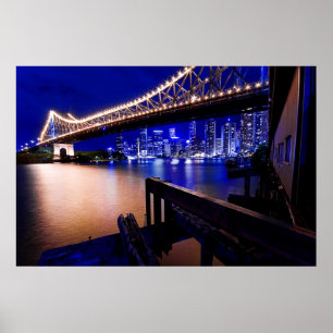 Poster Le pont Story de Brisbane la nuit