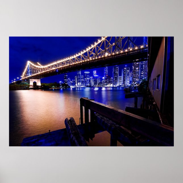 Poster Le pont Story de Brisbane la nuit (Devant)
