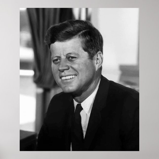Poster Le Président Kennedy En Noir Et Blanc (Devant)